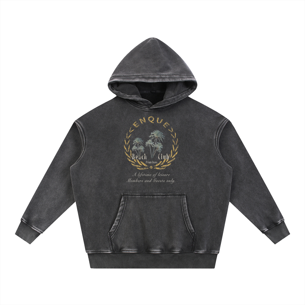 Enque Beach Club - Oversized Washed Hoodie