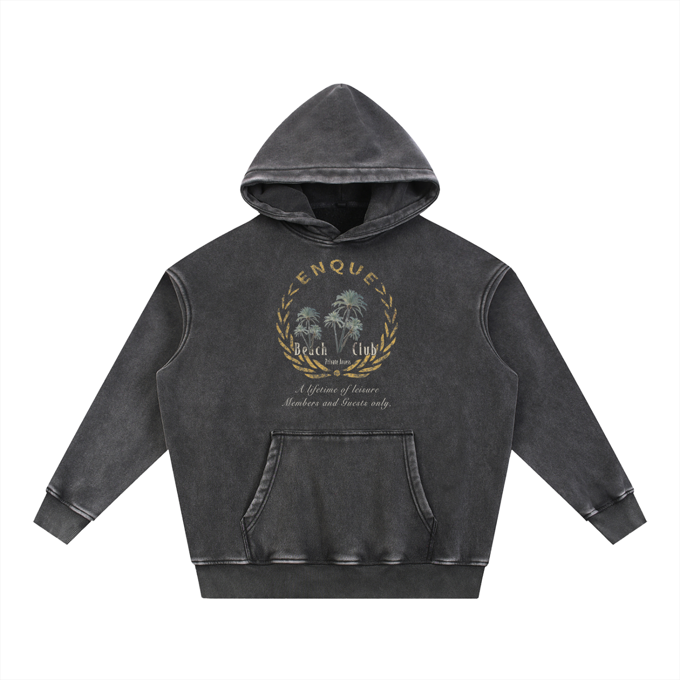 Enque Beach Club - Oversized Washed Hoodie